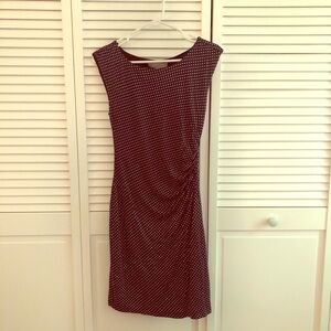 Navy and white polka dot dress